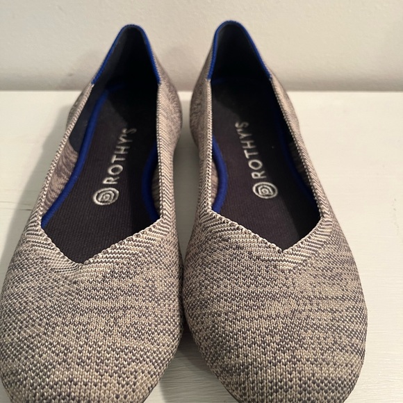 Rothy's The Flat Shoes Black/White Wardrobe Staple Ballerina Flats Women's 9.5 - Picture 4 of 5